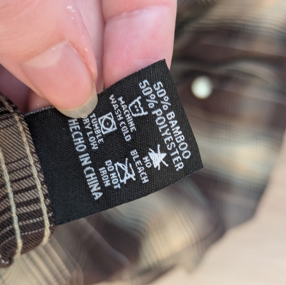 Dixxon The Ole Steamer Brown Plaid Pearl Snap Button Up Size XL Bamboo Blend - Picture 7 of 7